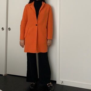 Zara Orange One Button Coat